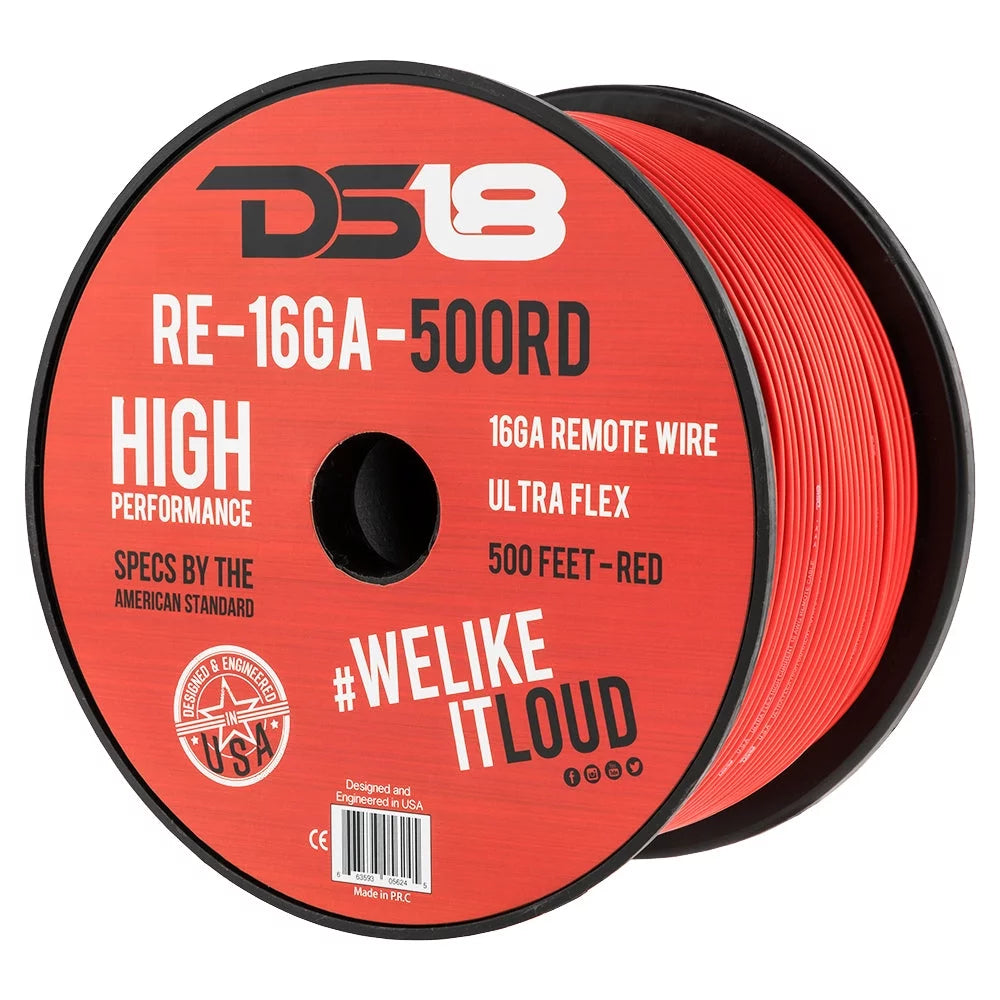 16 Gauge 500' Feet Red Primary Remote Wire 12V Auto Wiring Cable AWG Ultra Flex Spool Q7901