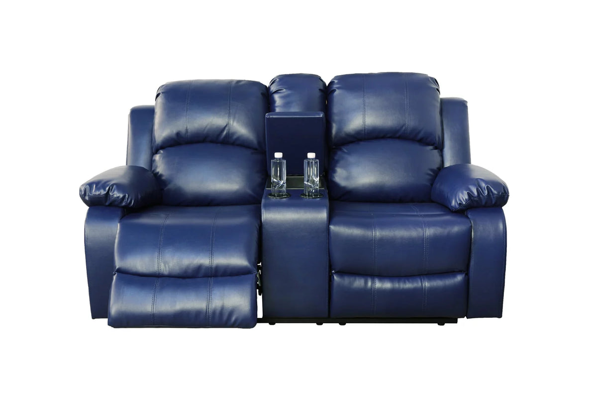 2 PCS Blue Bonded Leather Sofa & Loveseat Set F470874