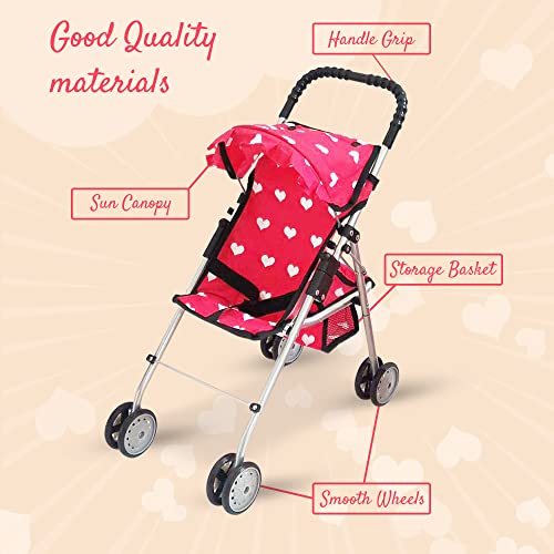 Pink Baby Doll Stroller with Crib Furniture Playset E194