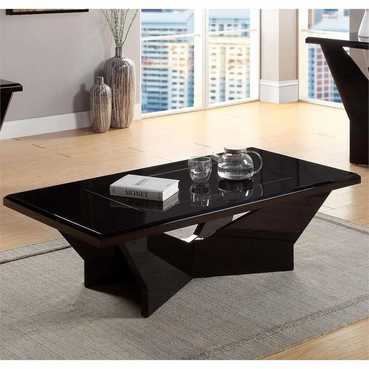 Black 3-Piece Wood Coffee Table Set V92929