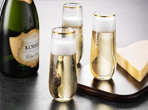 48 Pack 9 Oz Stemless Plastic Champagne Flutes D831