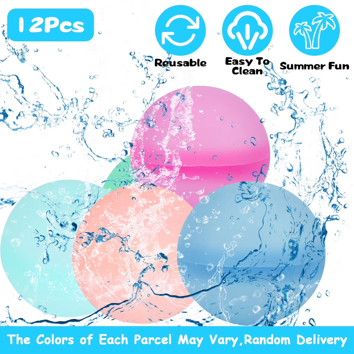 12 Pack Self-Sealing Silicone Water Balloons L8768