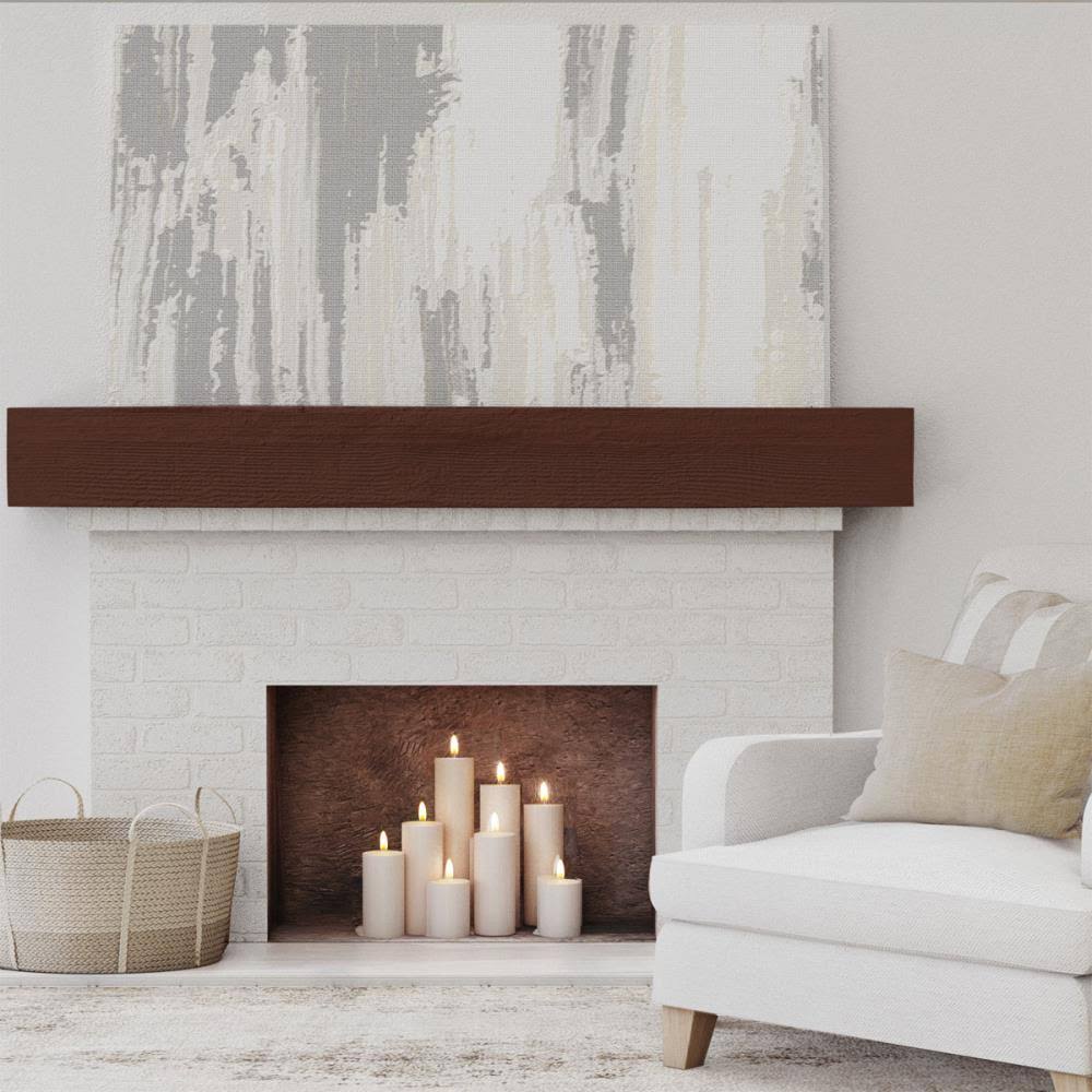 Rough Sawn Faux Wood Fireplace Mantel, Natural Pecan W6710