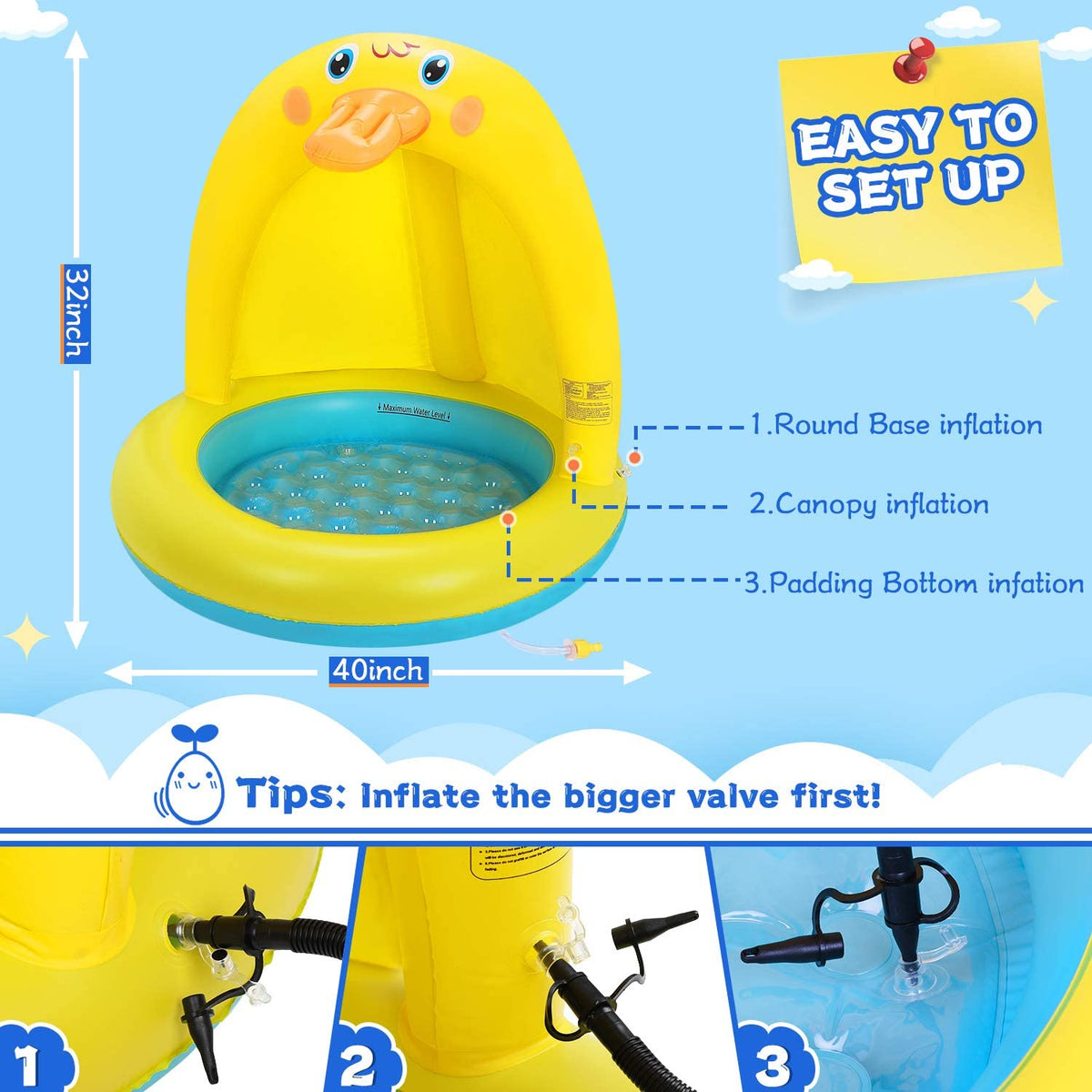 Inflatable Baby Pool with Canopy R686165