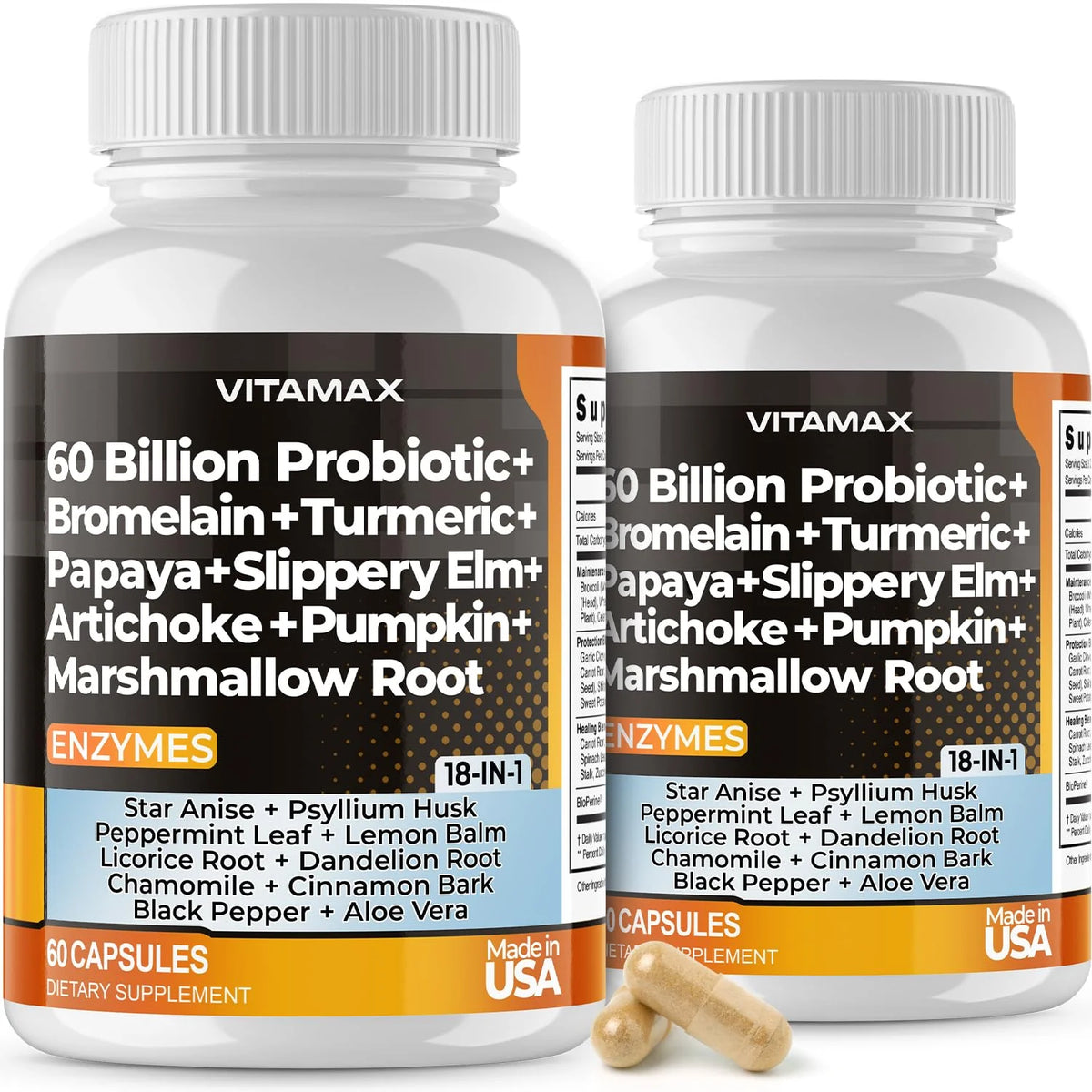 Probiotic Digestive Supplement 60 Count Pack of 2 N3529