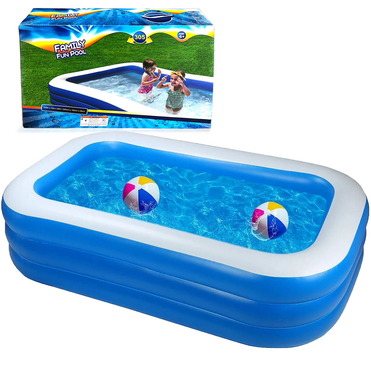 Inflatable Kiddie Pool 71 X 51 X 24 Rectangle Swimming Pool I9174