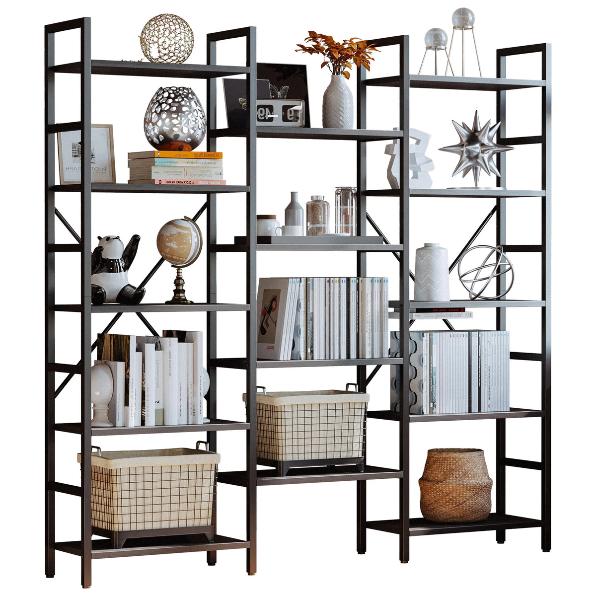 5 Tiers Wood and Metal Bookcase G85219