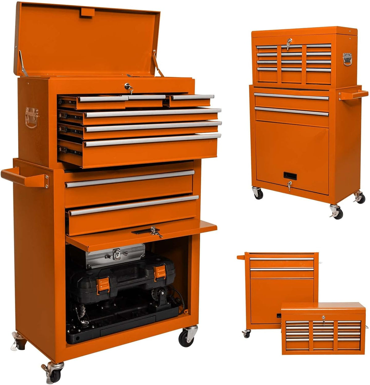 8 Drawer Rolling Tool Chest with Lock and 4 Wheels S608405