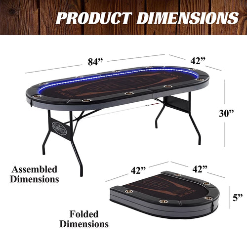 10-Player Poker Table with LED Lights S81584