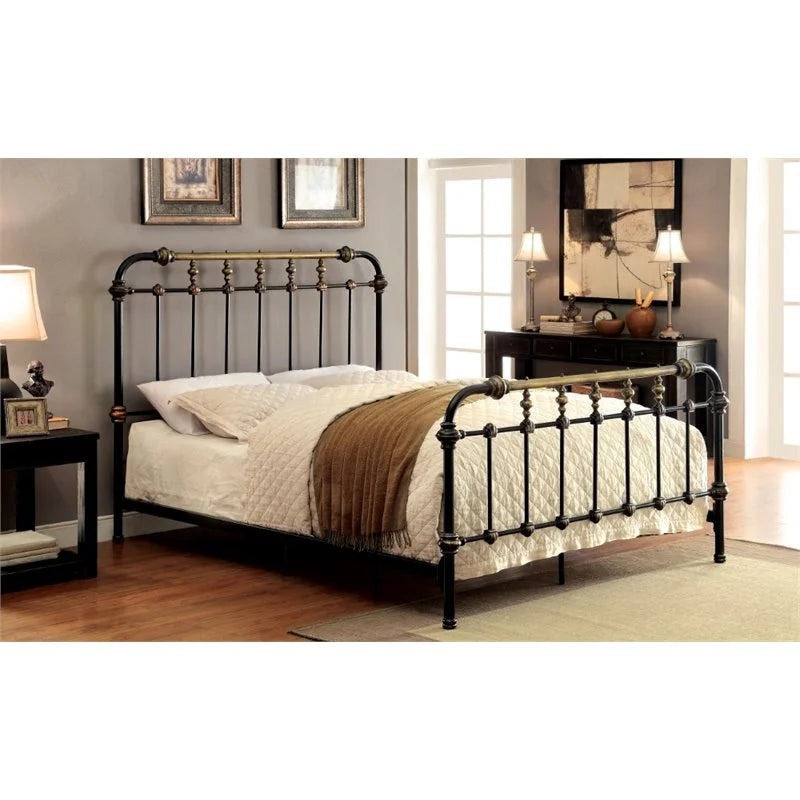 King Metal Spindle Bed Antique Black J271320