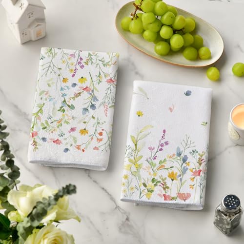 Set of 2 18x26 Inch Floral Christmas Kitchen Towels D304