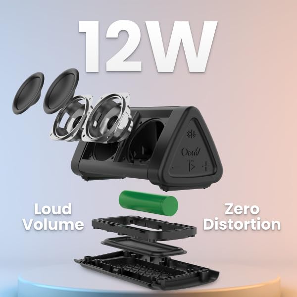 Portable Bluetooth 5.4 Speaker, 12W, 24-Hr Battery, IPX5 Water-Resistant (Black) G83743