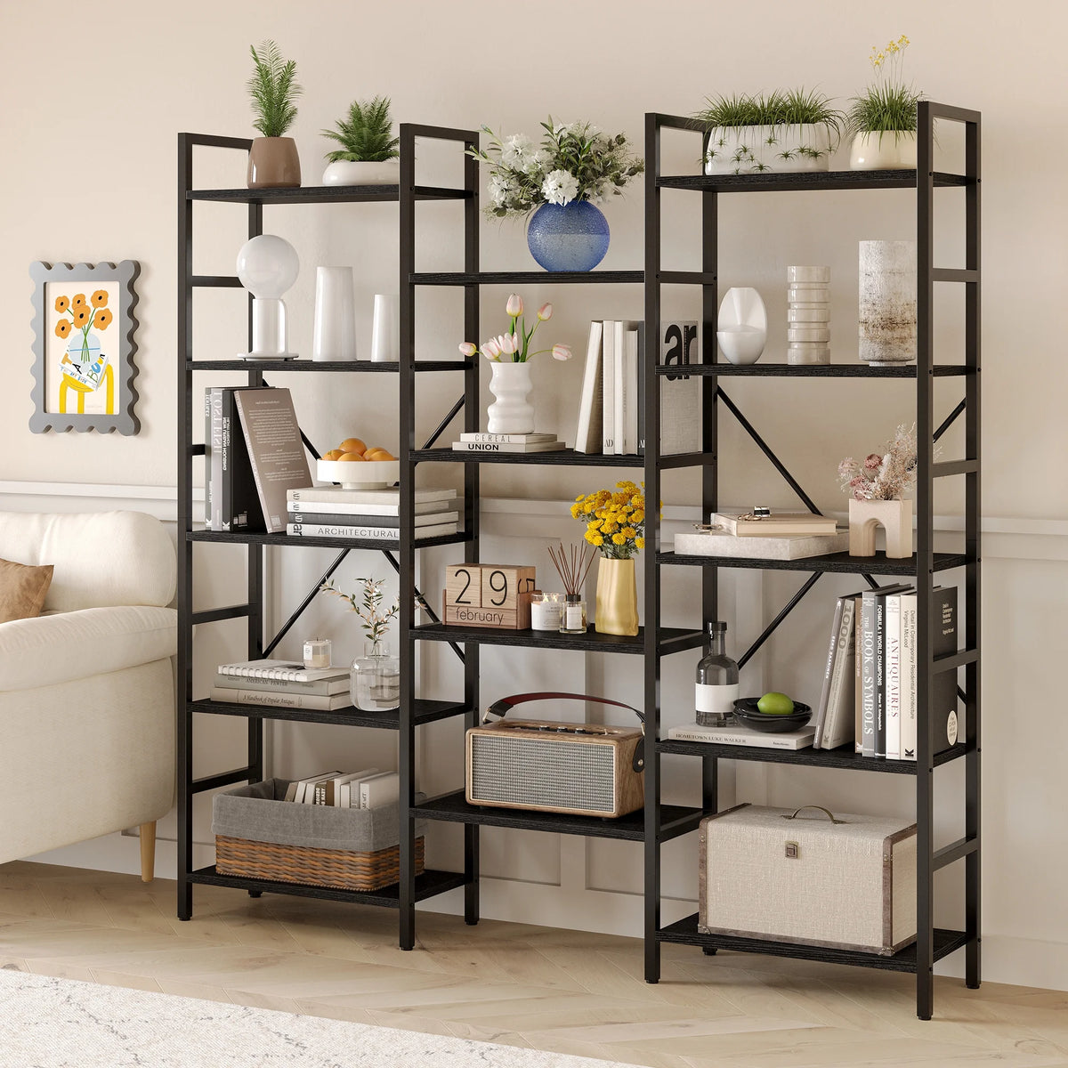 5 Tiers Wood and Metal Bookcase G85219