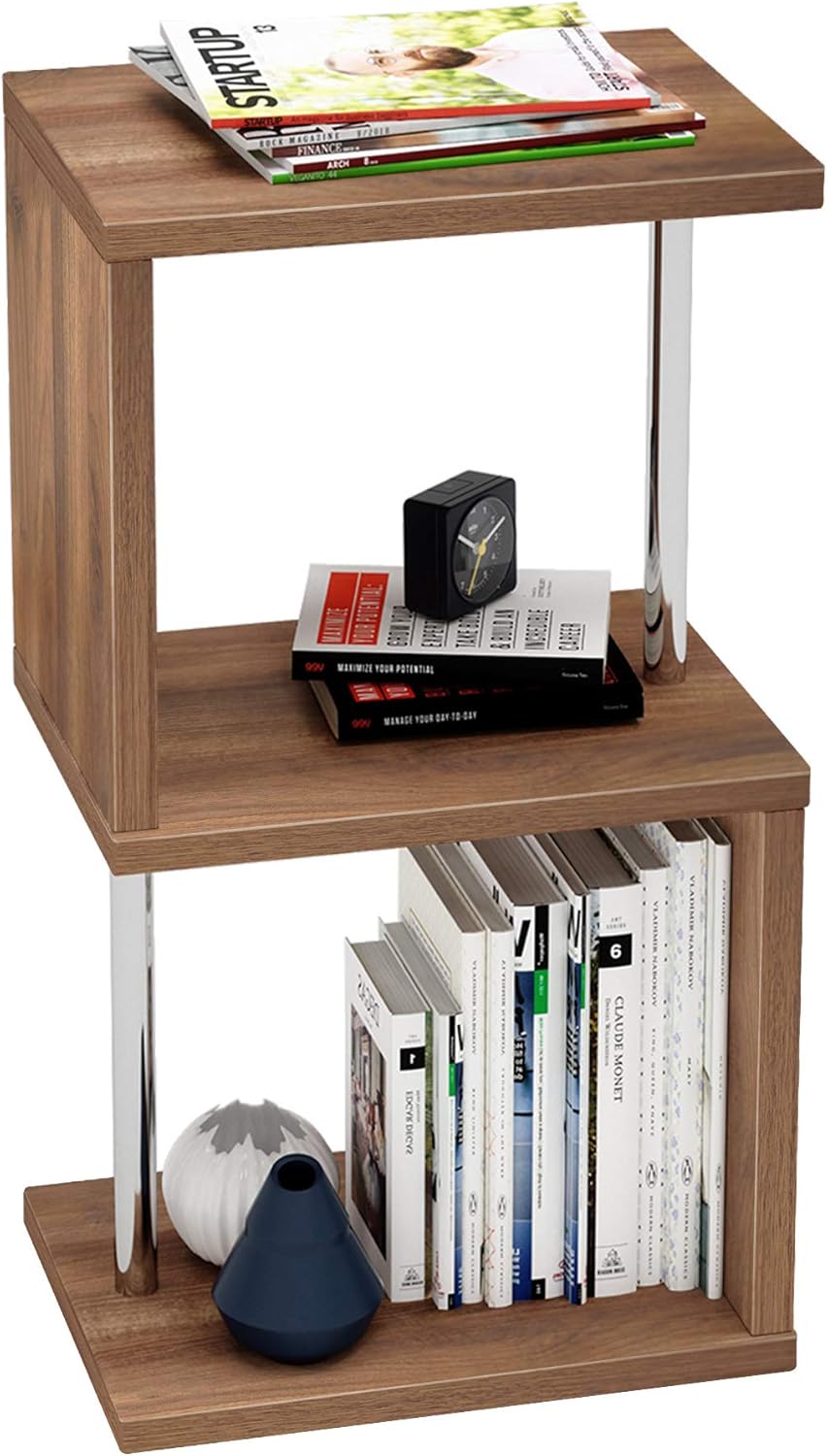 4-Tier Geometric Bookcase with Metal Frame J34106