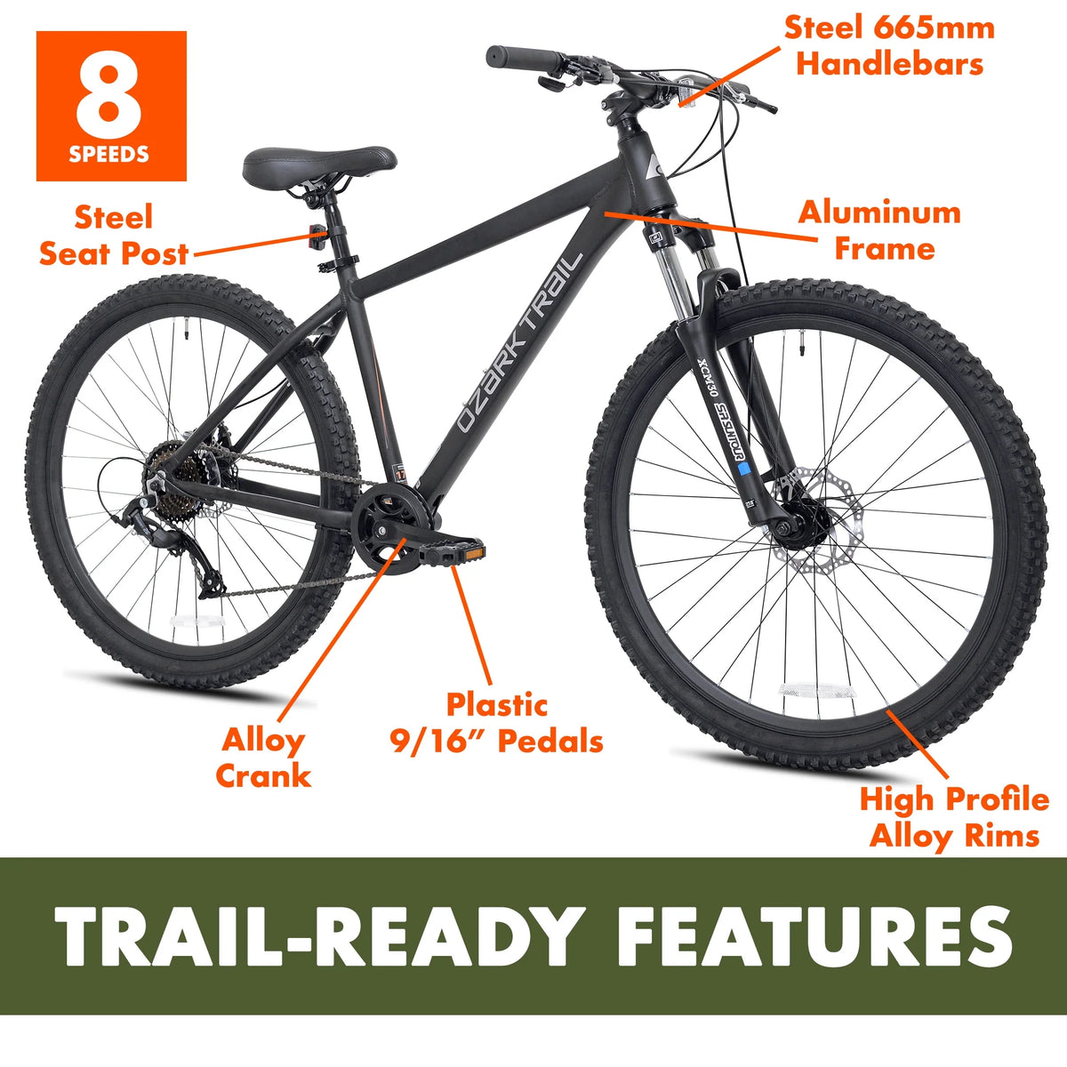 Black Medium Frame Mountain Bike Q500