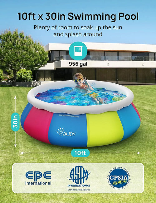 10ft × 30in Easy Set Inflatable Swimming Pool with Pool Cover J1017