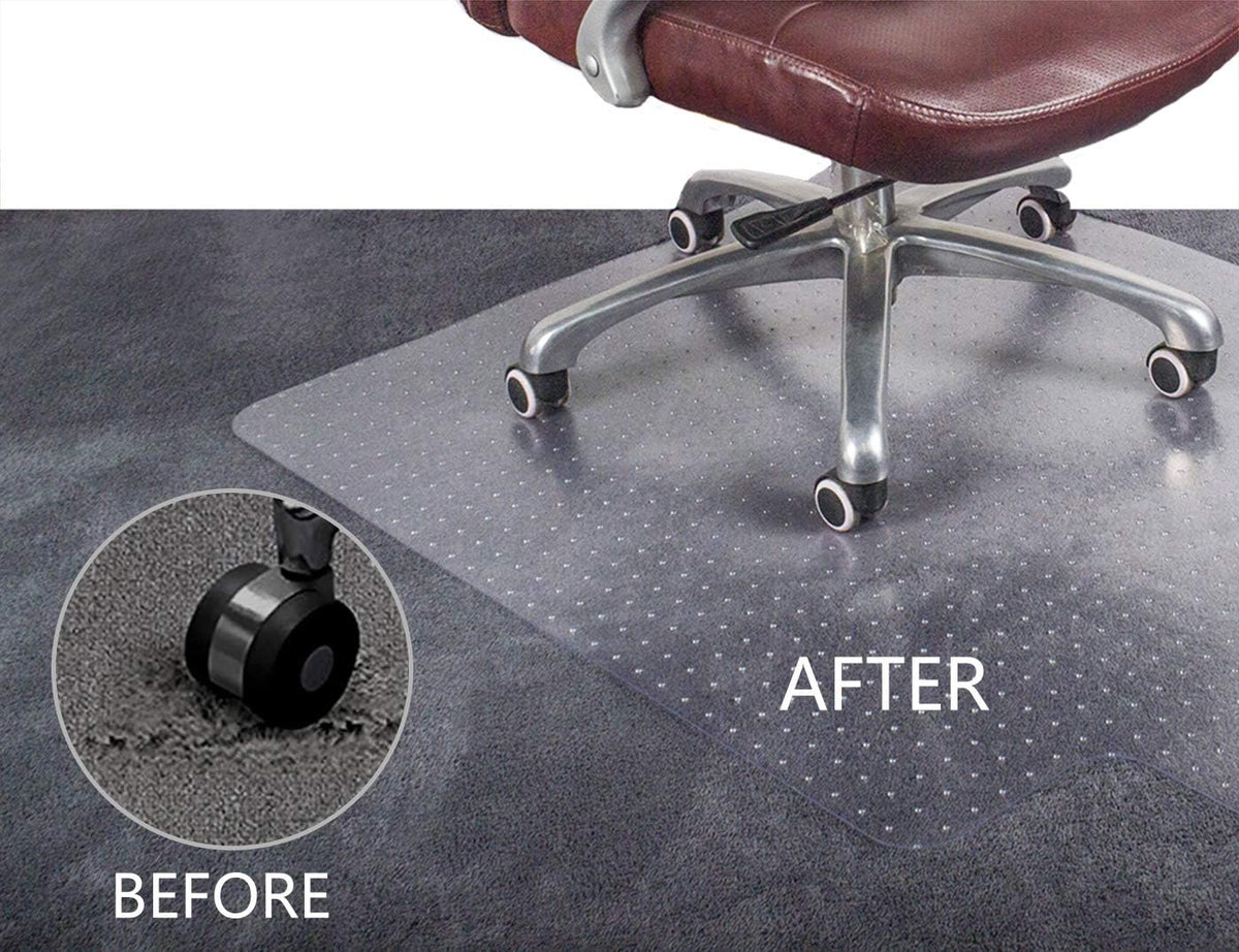 Transparent Thick Chair Mats for Carpet with Grippers (53'' x 45'' with Lip) L2797