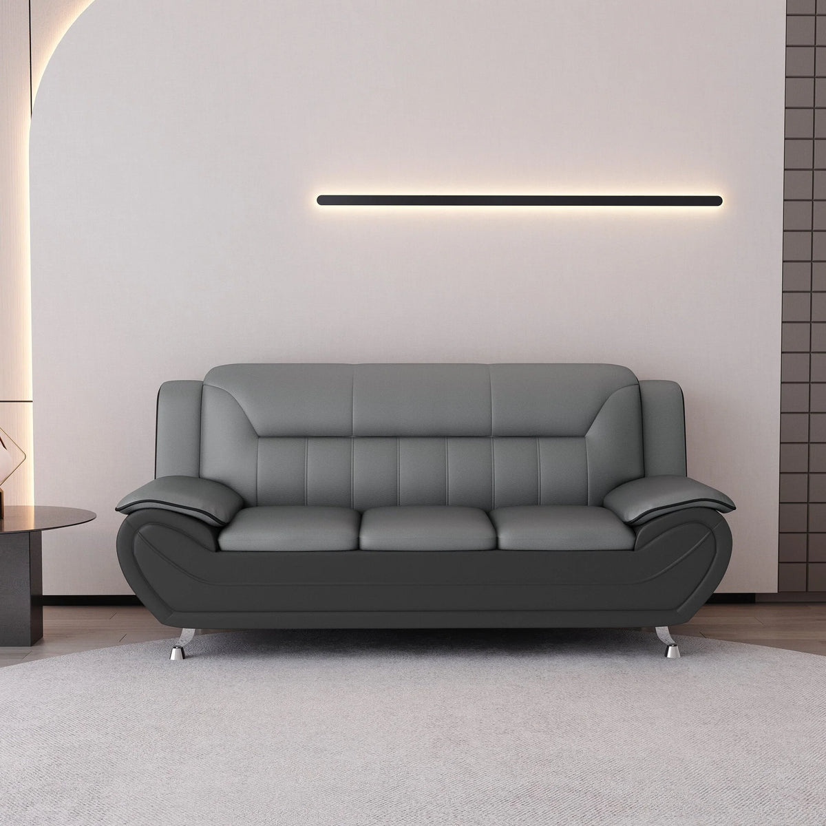 Faux Leather Pillow Top Arm Sofa J520006