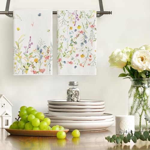 Set of 2 18x26 Inch Floral Christmas Kitchen Towels D304