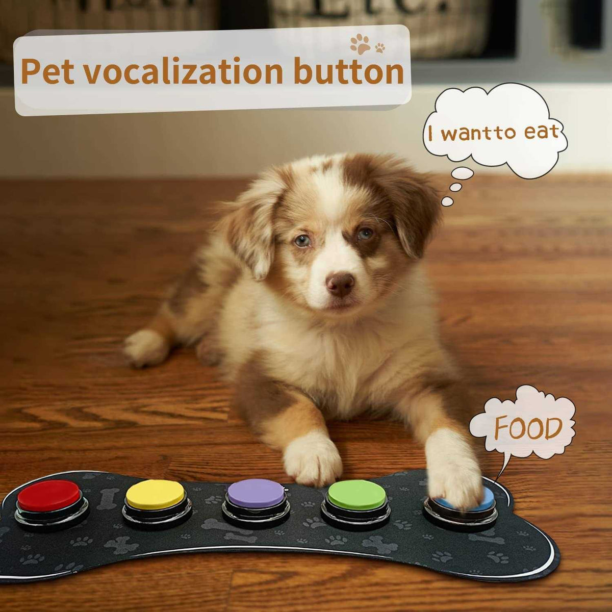 Set of 5 Dog Buttons with Rubber Mat P691