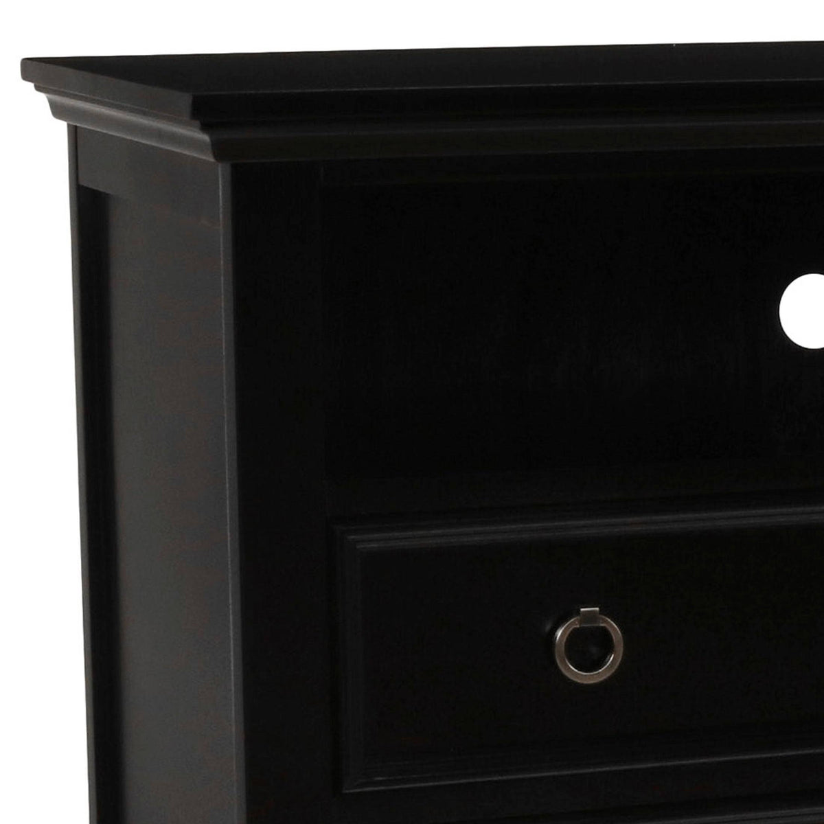 3 Drawer Wood Media Chest with Open Compartment Black E39954
