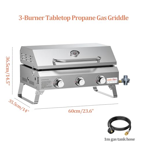 3-Burner Portable Propane Gas Griddle with Foldable Cart M4448