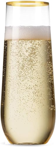 48 Pack 9 Oz Stemless Plastic Champagne Flutes D831