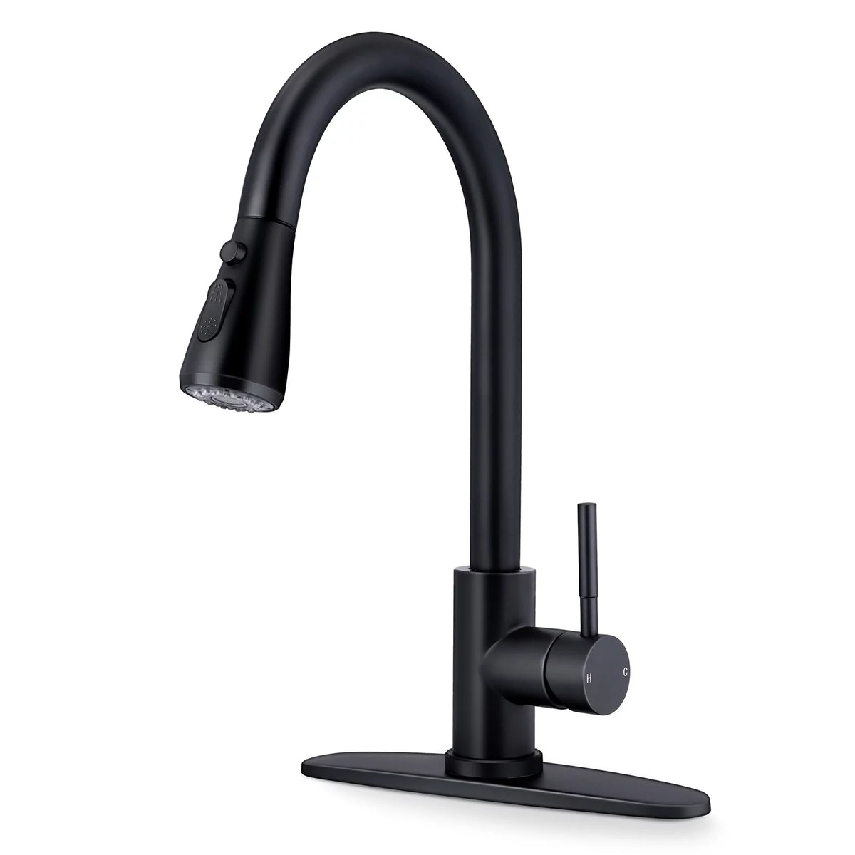 18/10 Stainless Steel Matte Black Kitchen Sink Faucet with Pull Down Sprayer C322624