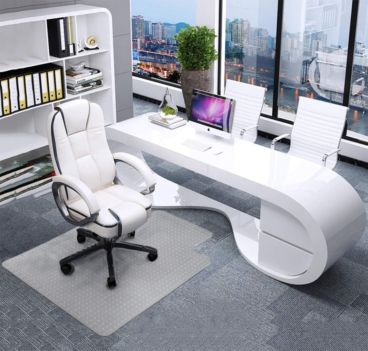 Transparent Thick Chair Mats for Carpet with Grippers (53'' x 45'' with Lip) L2797