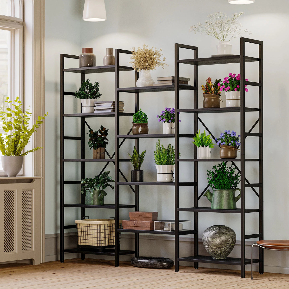 5 Tiers Wood and Metal Bookcase G85219