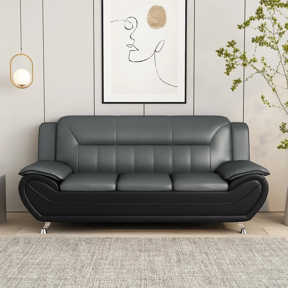Faux Leather Pillow Top Arm Sofa J520006