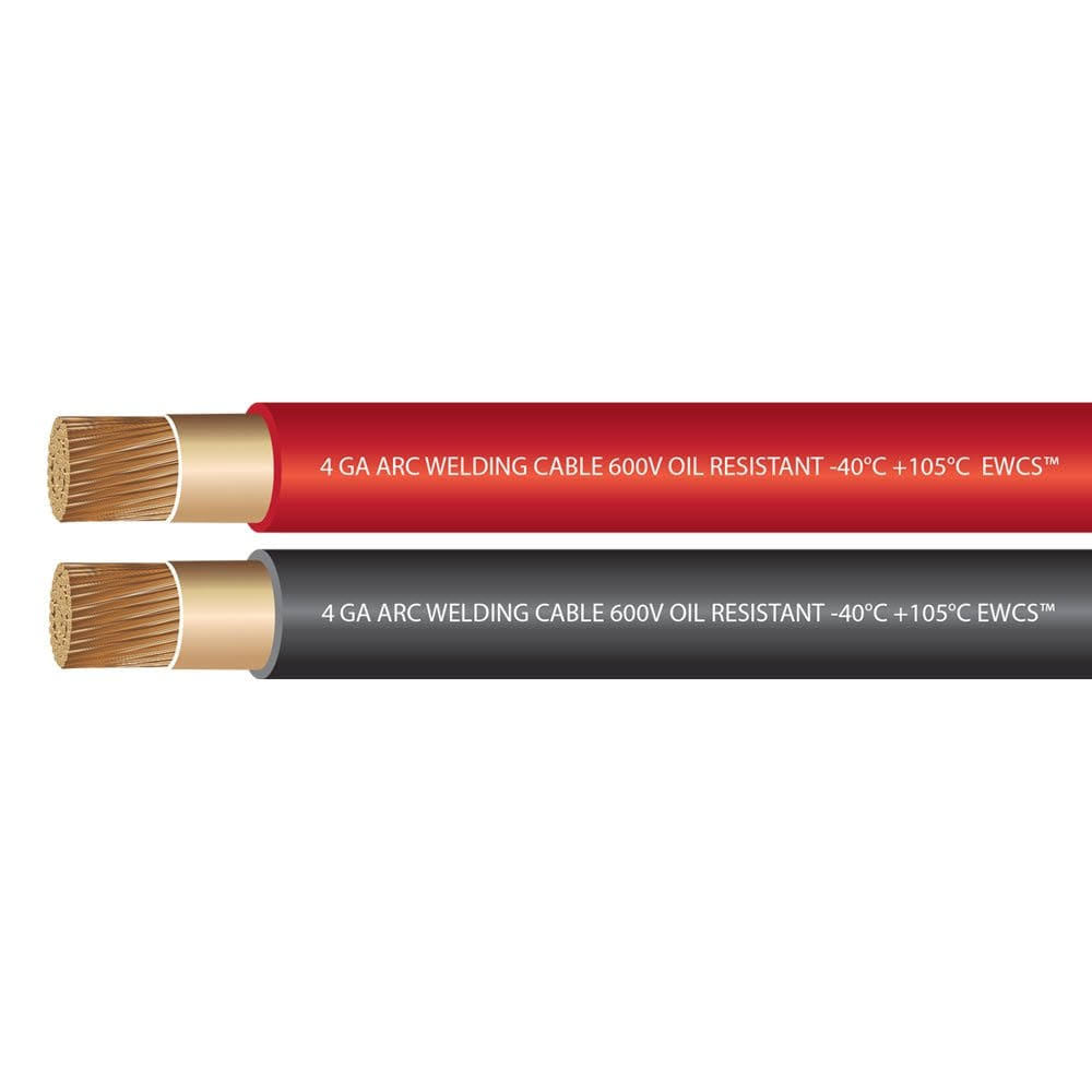 4 AWG Flexible Welding and Battery Cable 600 Volt 10 Feet Black+Red R7891