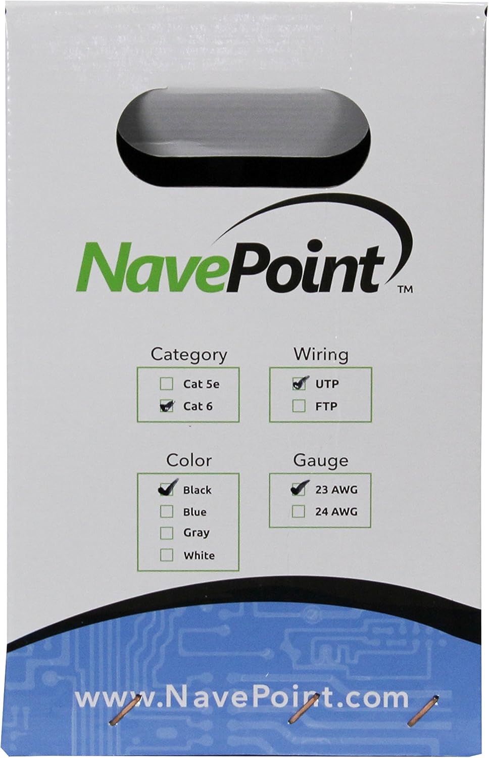 Cat6 Solid Bulk Ethernet Cable, 250ft, Black, 23AWG, UTP Y259350