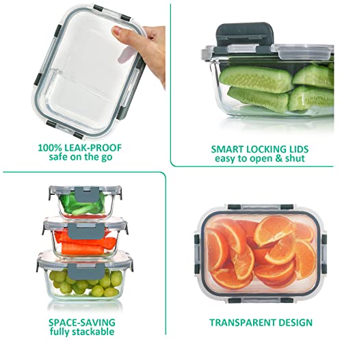 24 Pieces Glass Food Storage Containers Set with Lids F133654
