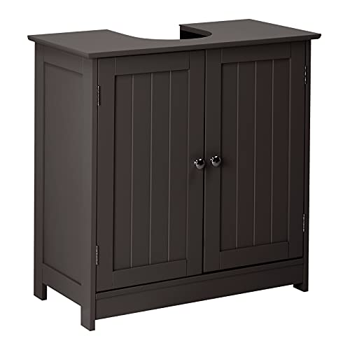 Pedestal Under Sink Storage Bathroom Vanity with 2 Doors Bathroom Cabinet 23 5/8" x 11 7/16" x 23 5/8" (Espresso) B190886
