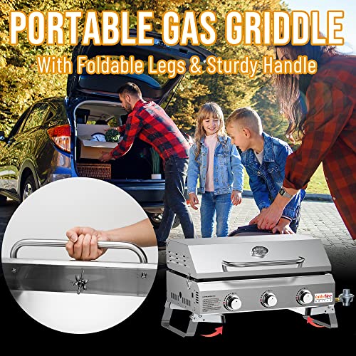 3-Burner Portable Propane Gas Griddle with Foldable Cart M4448
