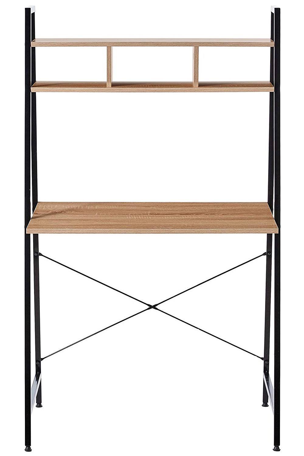 Black Steel Frame Desk with Bookcase F353