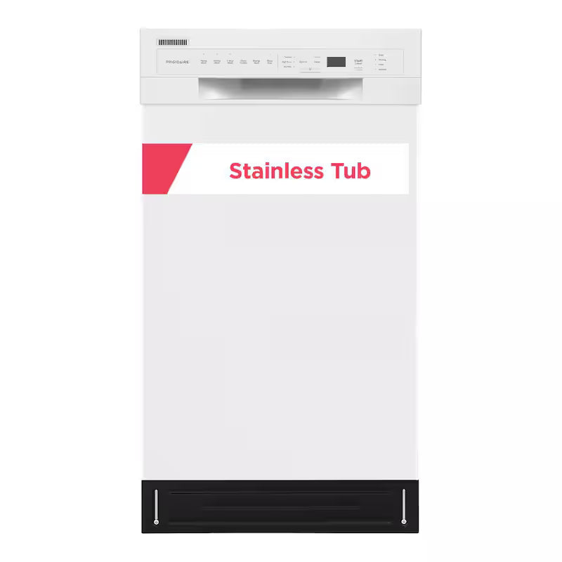 White 18 in. Built-In Dishwasher with Stainless Steel Tub U7391