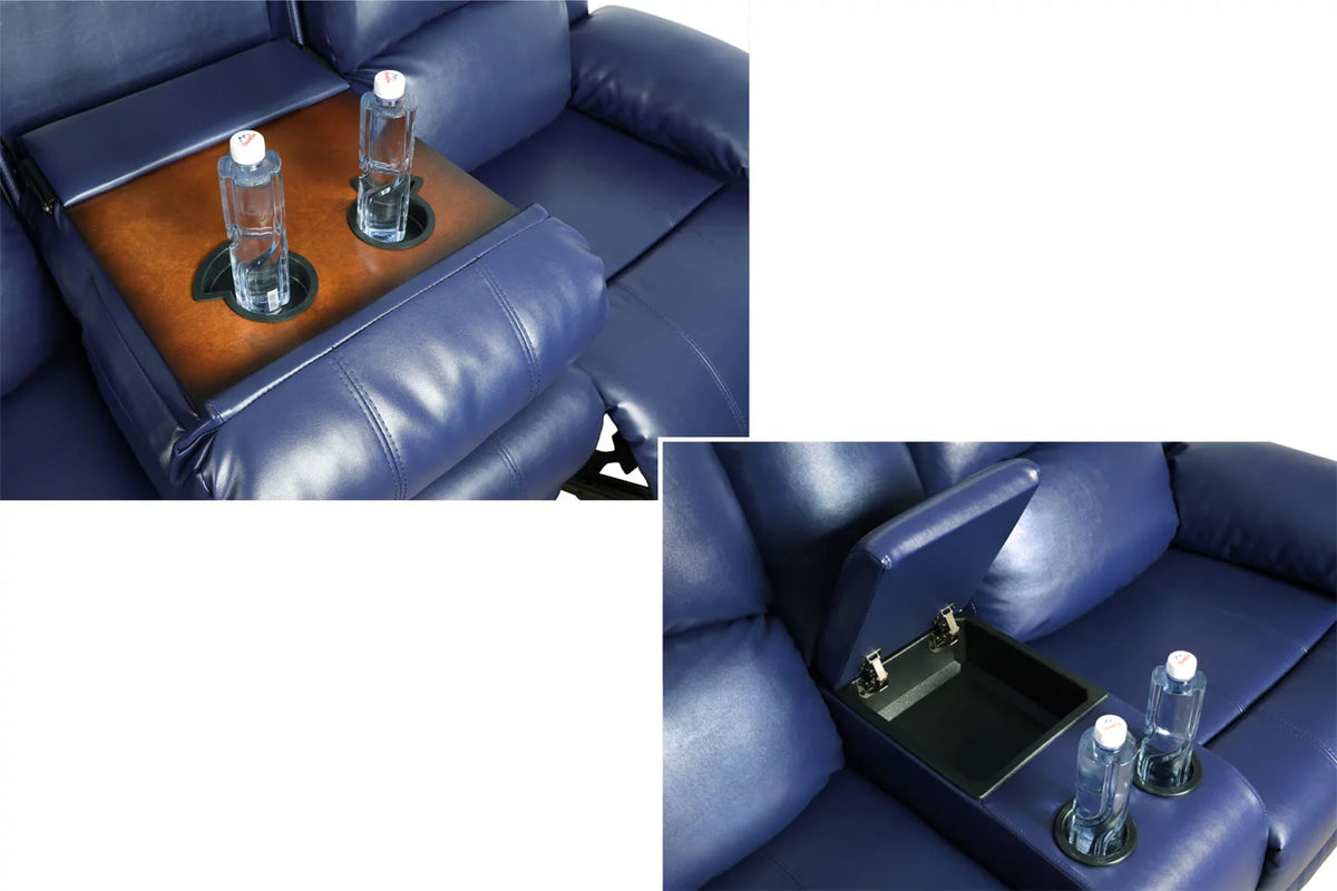 2 PCS Blue Bonded Leather Sofa & Loveseat Set F470874
