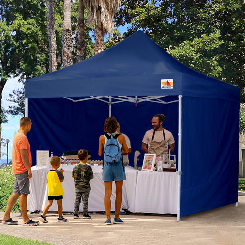 10 ft x 10 ft White Metal Pop-Up Canopy Tent with Walls B13413