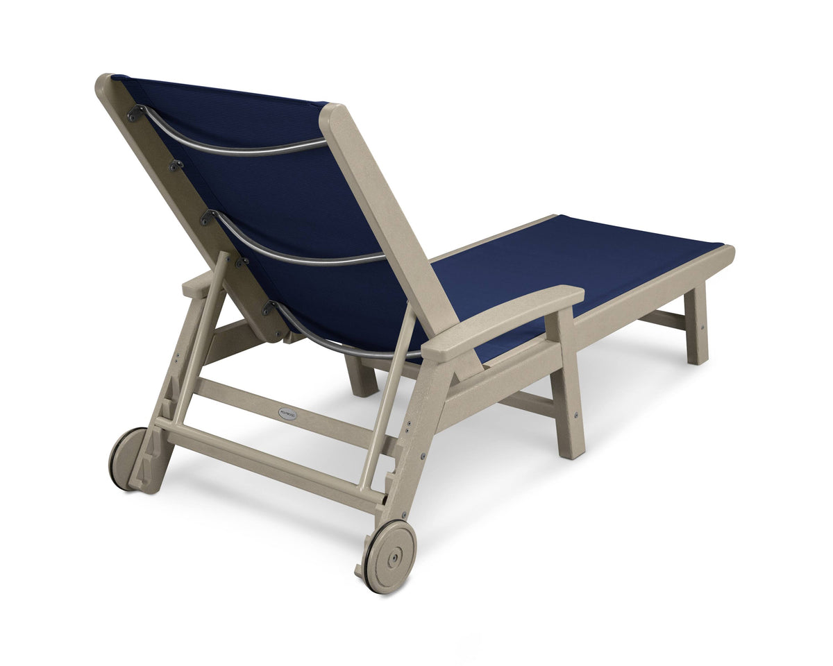 Navy Blue Sling Wheel Chaise G1428