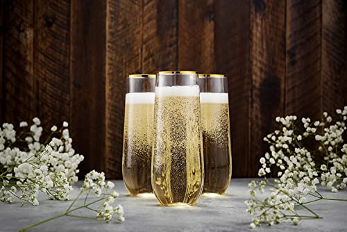 48 Pack 9 Oz Stemless Plastic Champagne Flutes D831