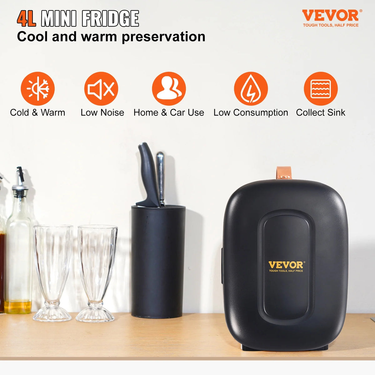 4L 6 Cans Portable Cooler Warmer Mini Fridge S652