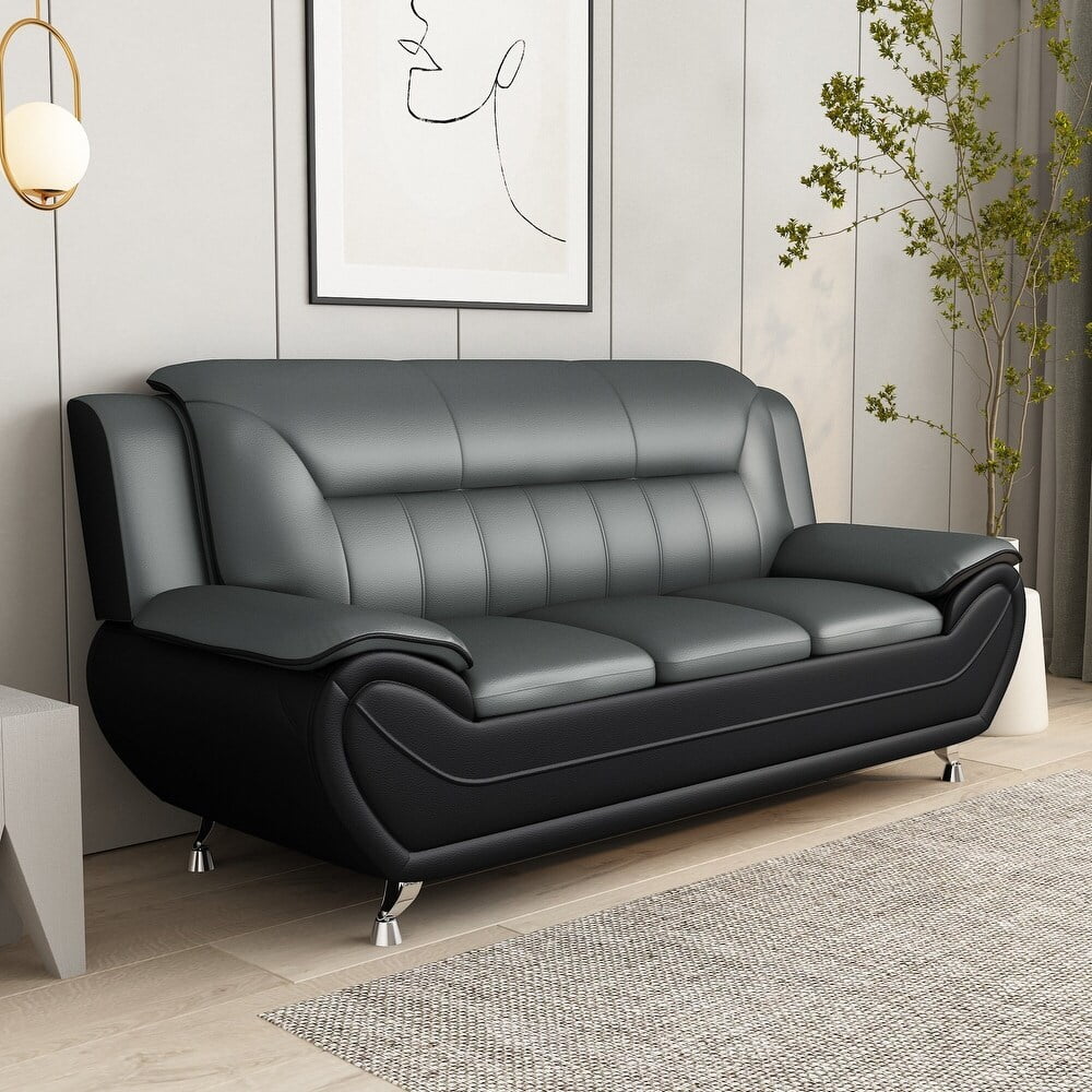 Faux Leather Pillow Top Arm Sofa J520006