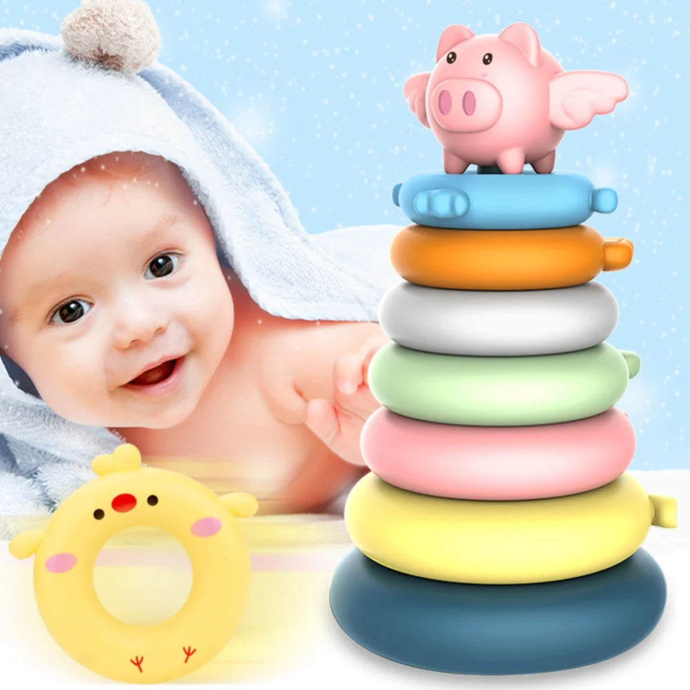 7 Rings Baby Stacking & Nesting Toys Sensory Educational Montessori Baby Blocks I301086