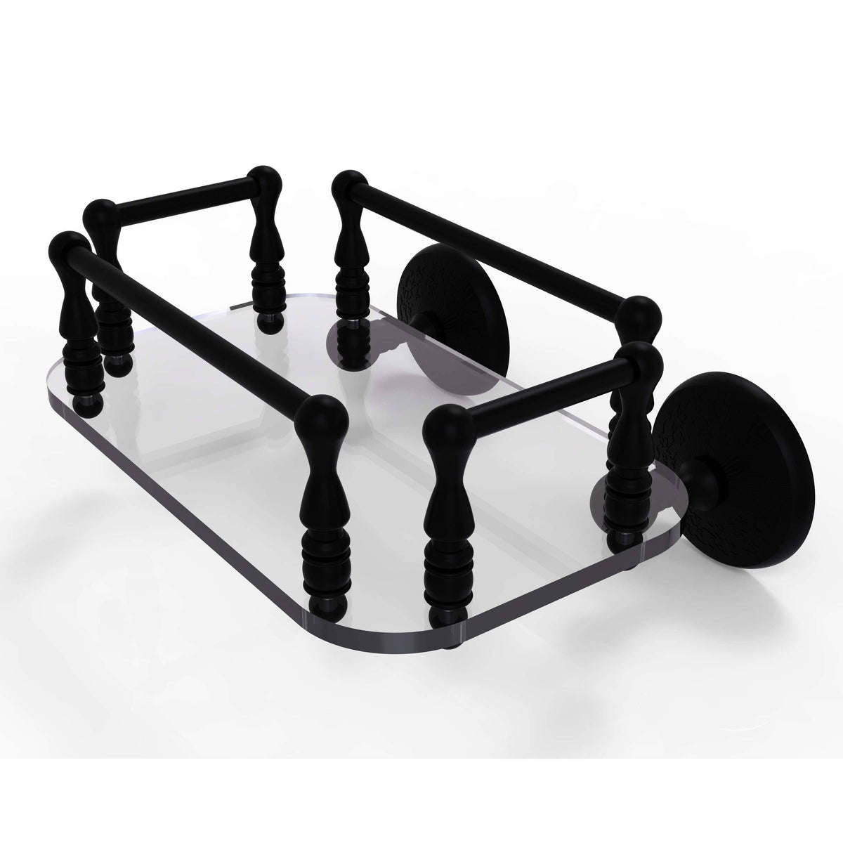 Matte Black Wall Mounted Glass Guest Towel Tray Y9604