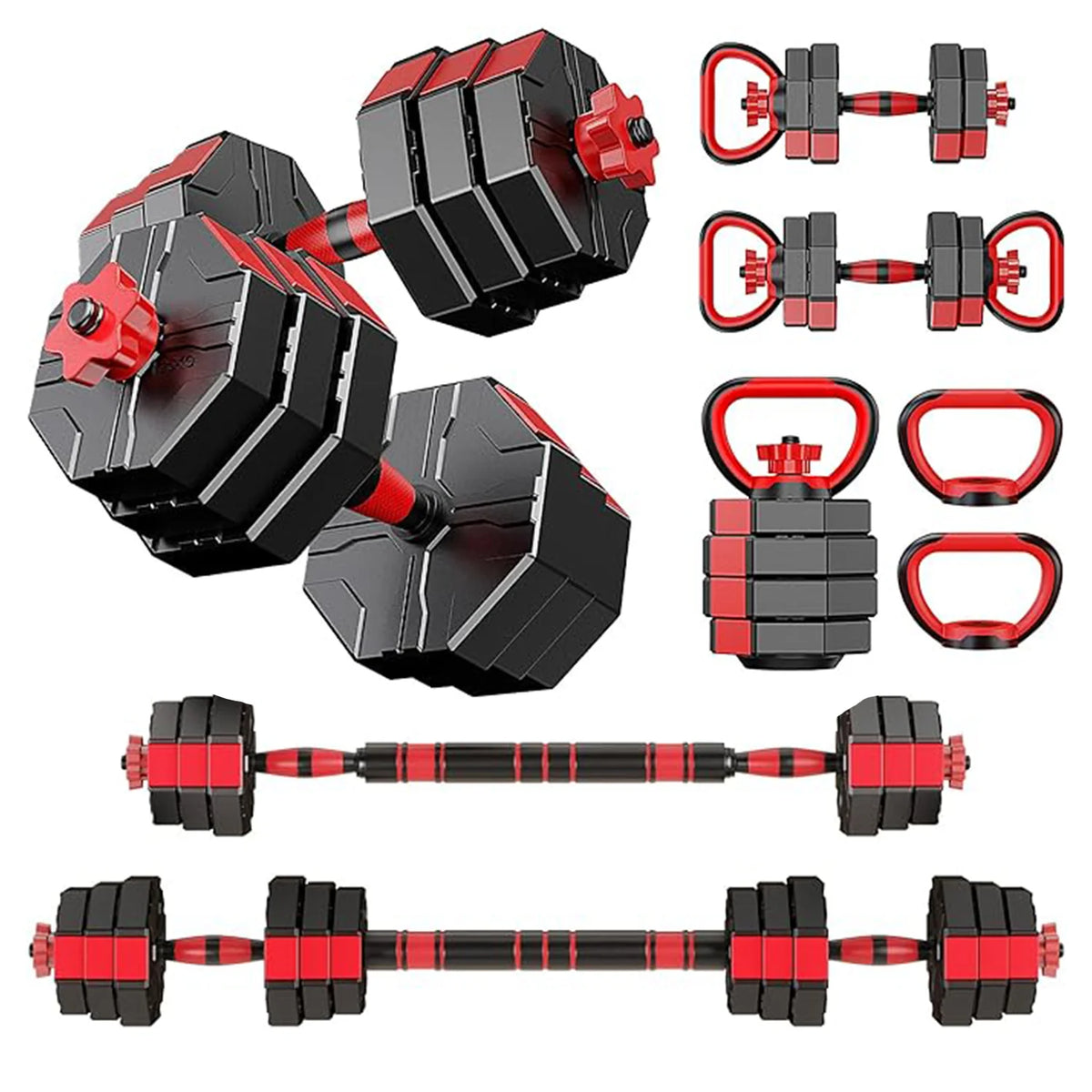 44 lbs. 4-in-1 Adjustable Dumbbell, Barbell, and Kettlebell Weight Set U43090