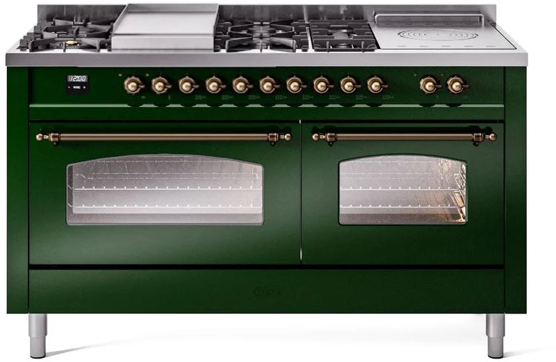 60 Dual Fuel Propane Gas Range Emerald Green Bronze Trim B344001