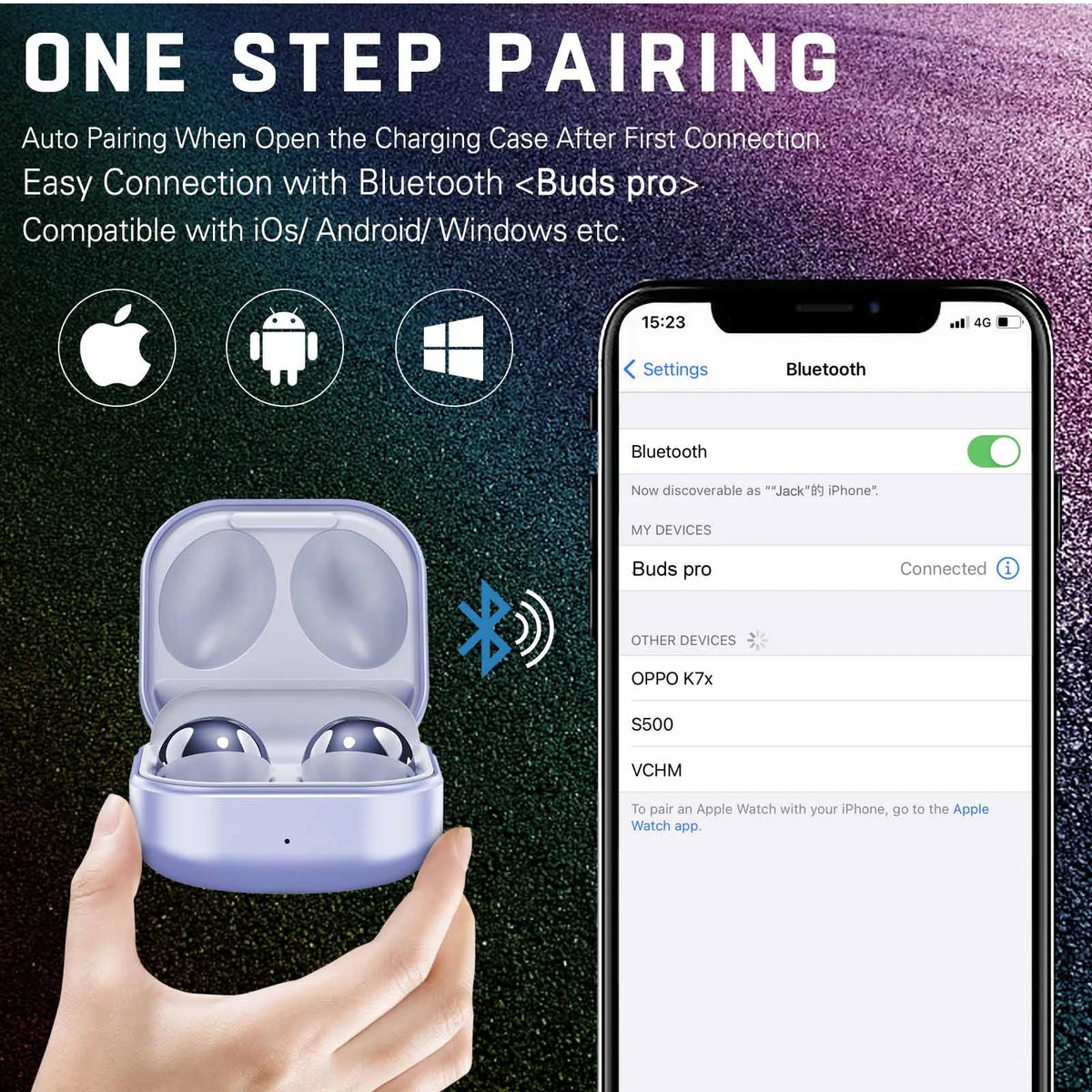 Amethyst Purple True Wireless Bluetooth Earbuds with Charging Case N8223