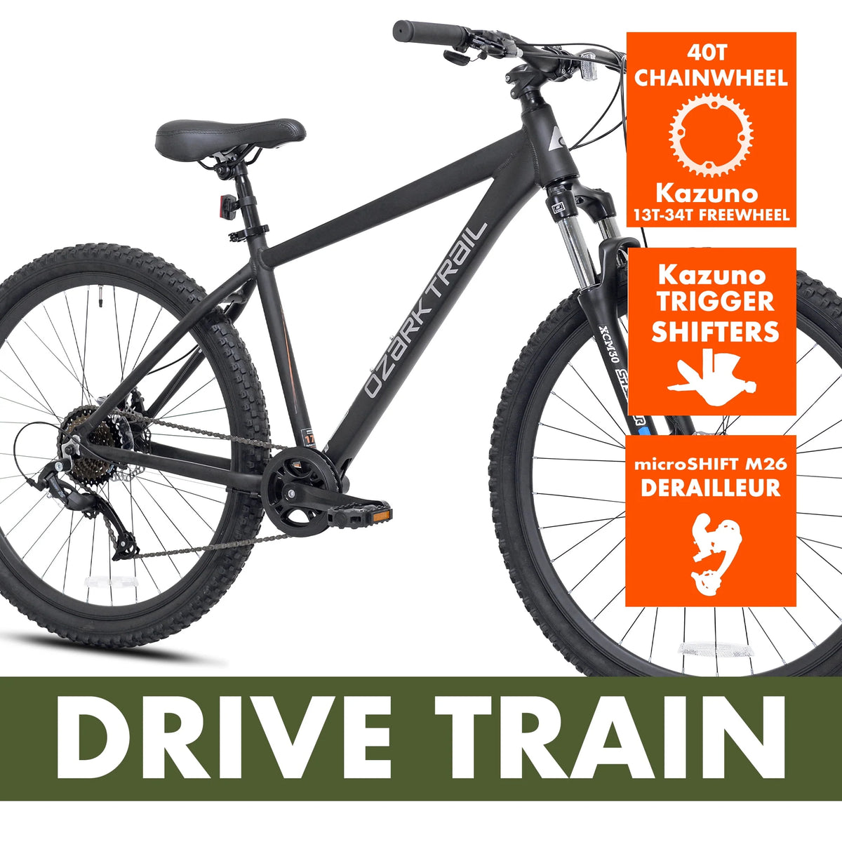 Black Medium Frame Mountain Bike Q500